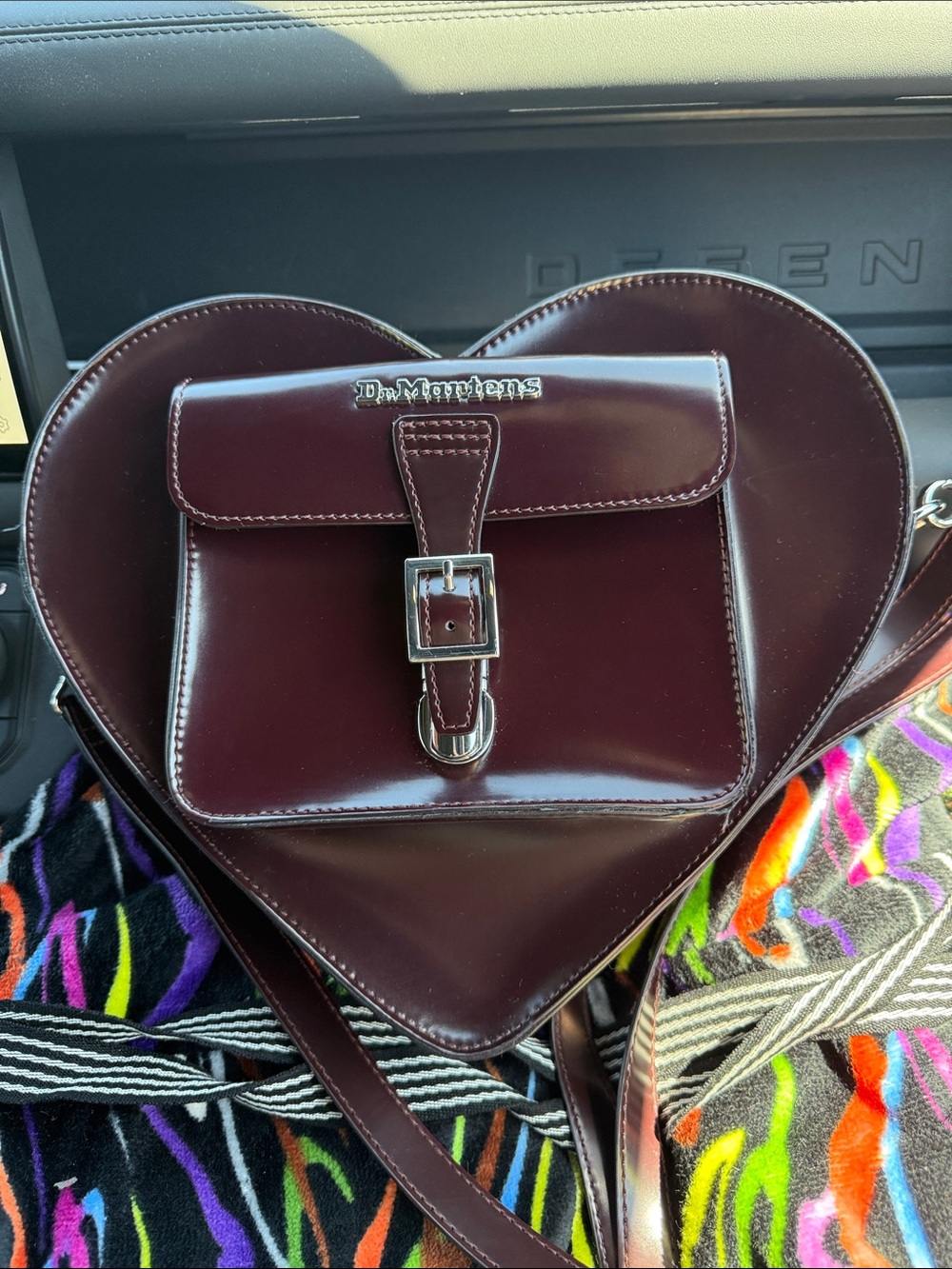 Dr. Martens Patent Heart Crossbody Bag - Burgundy